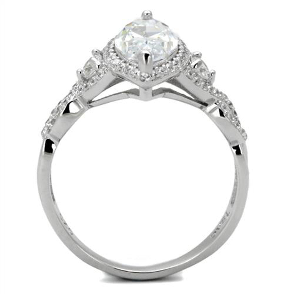 ARTS457 Women's .925 Sterling Silver Rhodium Plated 1.8 Ct Marquise Cz Engagement Ring